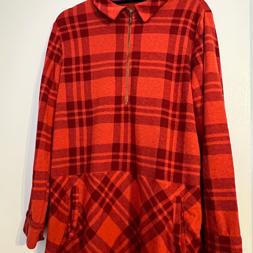 Soft Surroundings Red Plaid Sweater
